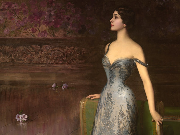 Vittorio Corcos. Ritratti e Sogni, Bologna, Palazzo Pallavicini, 22 ottobre 2020 - 14 febbraio 2021 | Vittorio Corcos, Ritratto di Lina Cavalieri (Soprano), 1903, Olio su tela, 265 x 178 cm, Firenze, Collezione privata