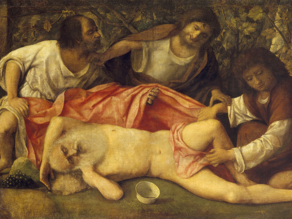 Giovanni Bellini, Ebbrezza di Noè, 1515 ca., Olio su tavola, 157 x 103 cm, Besançon, Musée des beaux-arts et d’archéologie | © Besançon, Musée des beaux-arts et d’archéologie - Photo Charles CHOFFET