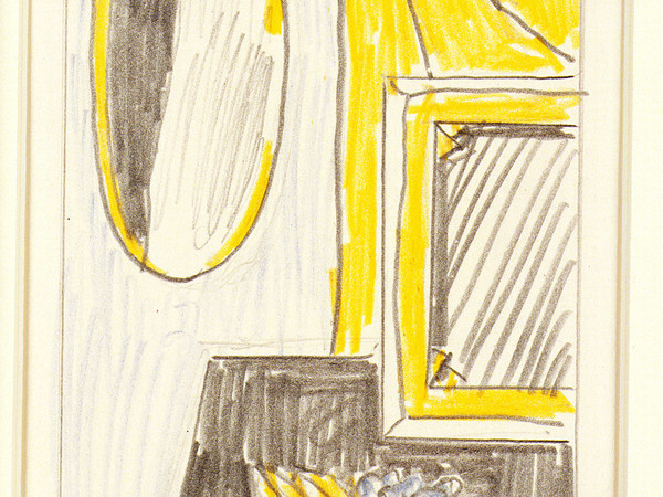 Roy Lichtenstein, Still Life with Mirror (Study). Graphite pencil and colored pencil on board, 35.4x27.8 cm. Private collection