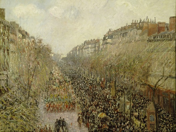 Camille Pissarro, Boulevard Montmartre: Mardi Gras, 1897, olio su tela, 63 x 80 cm. The Armand Hammer Collection, Gift of the Armand Hammer Foundation. Hammer Museum, Los Angeles