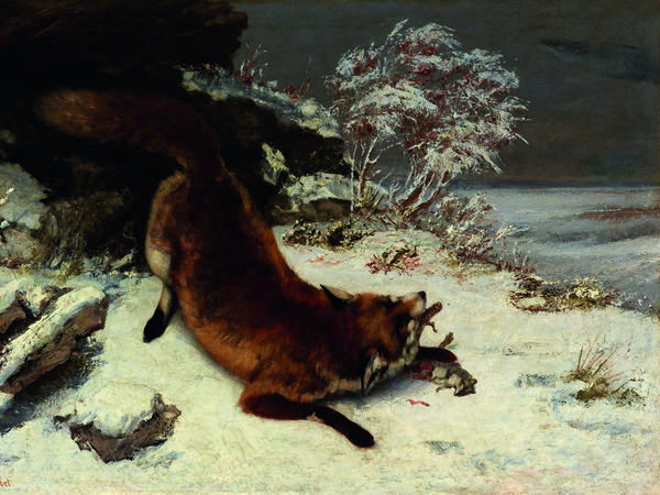 Gustave Courbet, Volpe nella neve, 1860, Olio su tela, 128 x 85.7 cm, Dallas Museum of Art, Foundation for the Arts Collection, Mrs. John B. O'Hara Fund