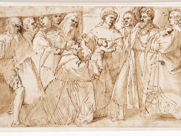 Tiziano Vecellio, Miracolo di Sant' Antonio da Padova con il Bambino, 1510 ca. Penna e inchiostro marrone, 144x307 mm, Parigi, Fondazione Custodia, Collezione Frits Lugt