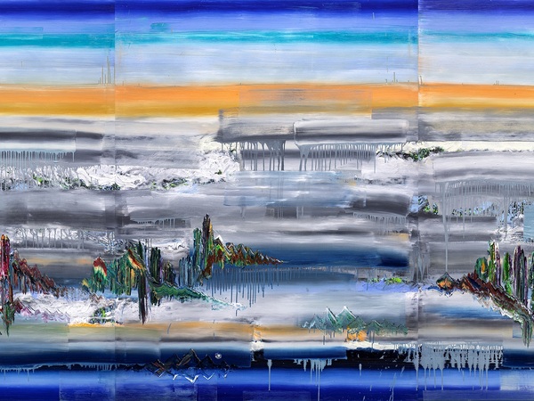 Dietmar Brixy, Wanderlust - Blue Moon, 2026, Öl auf Nessel, 240x180 cm.