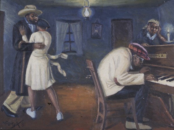 Georg Pemba, Kwa Stemele, 1981. Olio su cartone, cm 33,6 x 43,6. Johannesburg Art Gallery, Johannesburg