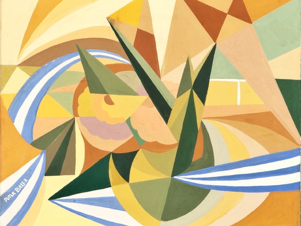 Giacomo Balla, Motivo di paesaggio, 1920, tempera su carta, 15,5x24,5 cm. Collezione privata Giacomo Balla, Motivo di paesaggio, 1920, tempera su carta, 15,5x24,5 cm. Collezione privata