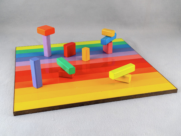 Judy Chicago, Multicolor Rearrangeable Game Board, 1965-1966. Acrylic on wood, 45.72 x 45.72 cm. 