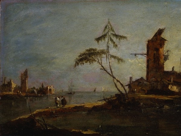 Compiègne, Musée National du Palais | Francesco Guardi, Vista della foce di un canale, Olio su tavola, 26 x 17 cm, Amiens, Musée de Picardie