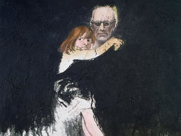 Carlo Mattioli, Autoritratto con anna, 1982, Olio su tela, 70 x 80 cm, Collezione privata | Courtesy of Labirinto della Masone,