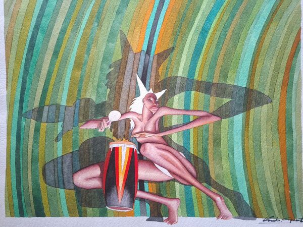 Umberto Grati, Musica, acquerello  Umberto Grati, Musica, acquerello