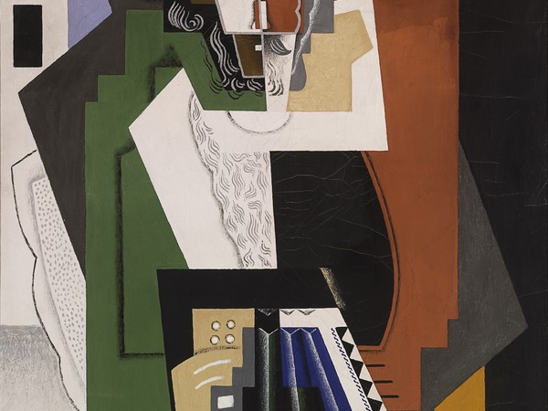 Gino Severini (Cortona, 1883 - Parigi, 1966), Bohémien jouant l’accordéon, 1919, Olio su tela, 92 x 72.5 cm, Milano, Museo del Novecento, Galleria del Futurismo, Donazione Collezione Boschi Di Stefano, 1974