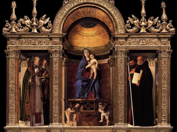 Giovanni Bellini, Trittico dei Frari, 1488, Olio su tavola, 184 x 79 cm, Venezia, Basilica di Santa Maria Gloriosa dei Frari | Courtesy of Wikimedia Commons © Chorus - Associazione per le chiese del Patriarcato di Venezia