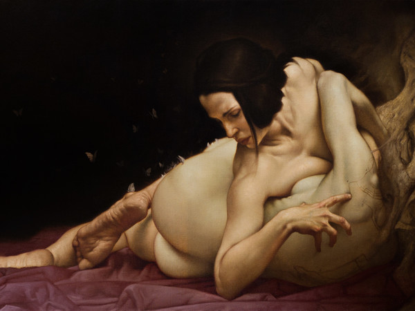 Roberto Ferri, DIAFANA ALCOVA, 2017, Olio su tela, 145 x 85 cm | Courtesy of Roberto Ferri e Fondazione Stelline