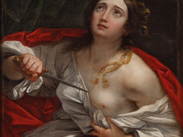 Carlo Maratti, <em>Suicidio di Lucrezia, </em>1685 ca. Olio su tela, 112x86 cm. Madrid, Patrimonio Nacional, Galería de las Collecciones Reales