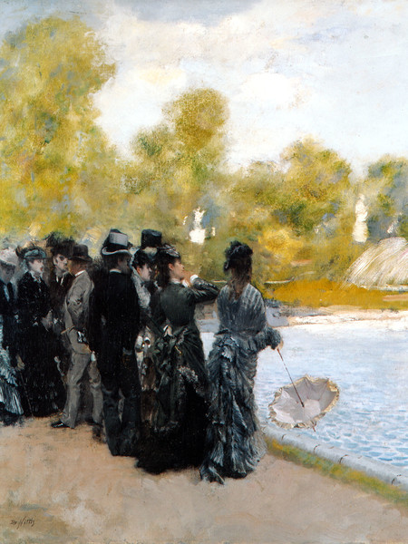 Giuseppe De Nittis, Accanto al laghetto dei giardini del Lussemburgo, 1875, Olio su tela, cm. 46x38, Collezione privata