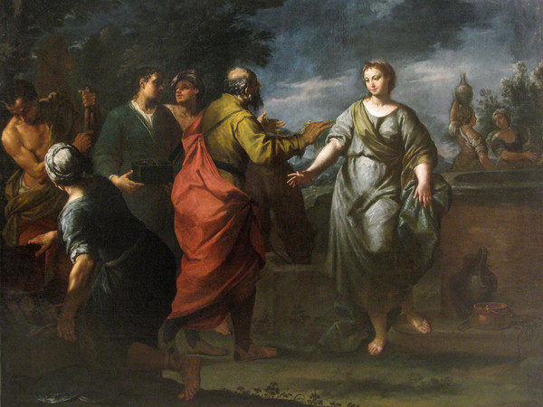 Ercole Graziani (Bologna 1688-1765), Rebecca ed Eleazaro al pozzo, 1730-1735 circa, Olio su tela, 153 x 115 cm, Provenienza: Galleria Jacques Leegenhoek, Parigi, 2015