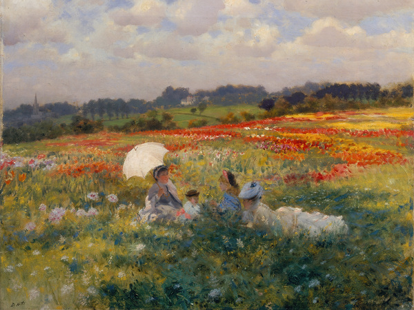 Giuseppe De Nittis, Nei campi intorno a Londra, 1875 circa, Olio su tela, 41 × 50 cm, Collezione privata | Courtesy Fondazione Enrico Piceni, Milano