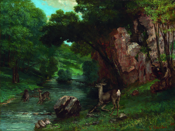 Gustave Courbet, Caprioli alla fonte, 1868, Olio su tela, 129.8 x 97.5 cm, Fort Worth, Kimbell Art Museum