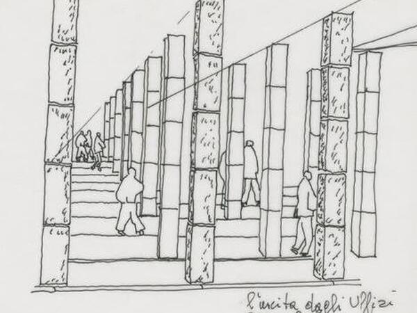 Gae Aulenti, Uno schizzo della nuova uscita degli Uffizi Gae Aulenti, Uno schizzo della nuova uscita degli Uffizi