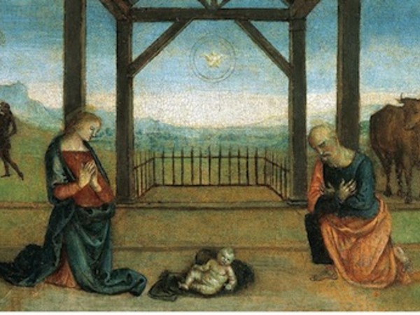 Perugino, Natività (predella della Pala di Corciano), 1513 olio e tempera su tavola, 33 x 71,5 cm Corciano, Chiesa parrocchiale di Santa Maria Assunta