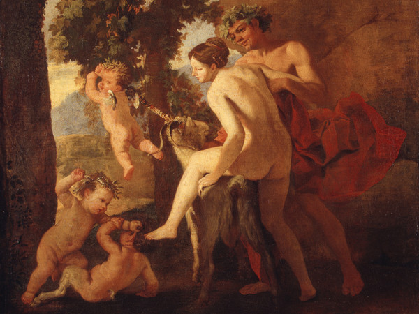 Nicolas Poussin, Venere con fauno e putti, 1630 circa, Olio su tela, 72x56 cm, San Pietroburgo, Museo Statale Ermitage | 