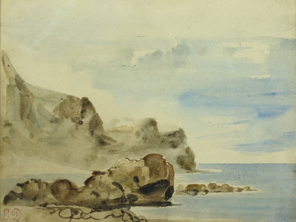 Eugène Delacroix, Falesie a Dieppe, 1834 circa, Acquerello su carta, 16.8 x 12.8 cm, Collection Association Peindre en Normandie, Caen