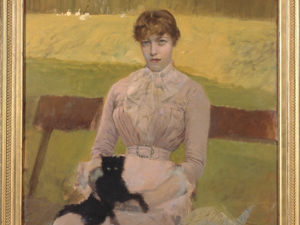 Giuseppe De Nittis, <em>Signora con gattino nero, </em>1880 circa, olio su tela, 90x71 cm. Barletta, Pinacoteca Comunale Giuseppe De Nittis Giuseppe De Nittis, <em>Signora con gattino nero, </em>1880 circa, olio su tela, 90x71 cm. Barletta, Pinacoteca Comunale Giuseppe De Nittis
