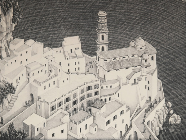 Maurits Cornelis Escher, Atrani, Costiera amalfitana, 1931, Litografia, 37.9 x 27.5 cm, Collezione privata, Italia All M.C. Escher works | © 2018 The M.C. Escher Company The Netherlands | All rights reserved www.mcescher.com