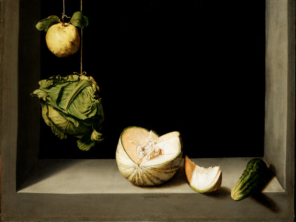 Juan Sánchez Cotán (1560 - 1627), Natura morta con mela cotogna, cavolo, melone e cetriolo, 1602 circa, San Diego Museum of Art
