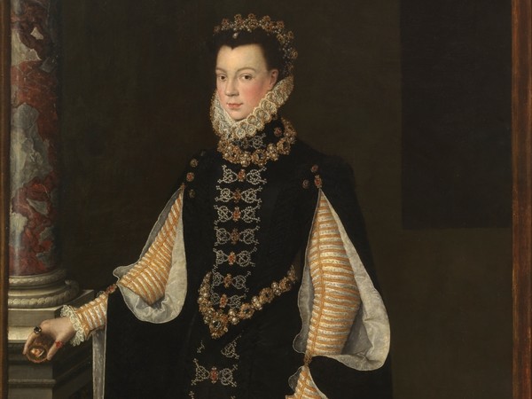 Attribuito a Sofonisba Anguissola (Cremona, 1532 - Palermo, 1625), Ritratto di Elisabetta di Valois (1545-1568), Regina consorte di Spagna, 1563, Olio su tela, 123 x 2016 cm, Museo del Prado, Madrid