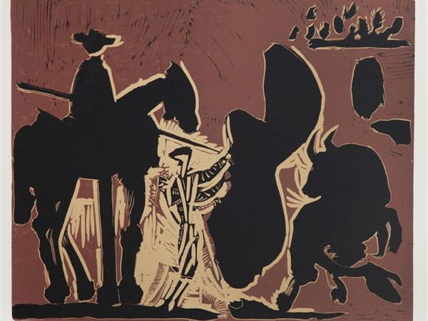 Pablo Picasso, Before the Lance. II, 24.8.1959, linografia a colori, “Epreuve d’essai”, 2° e ultimo stato, 599x7511 mm. Kunstmuseum Pablo Picasso Münster 