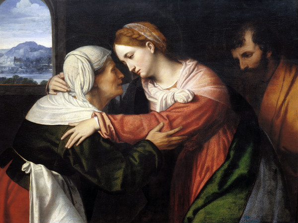 Moretto da Brescia, La visitazione, olio su tavola, 66 x 91 cm.