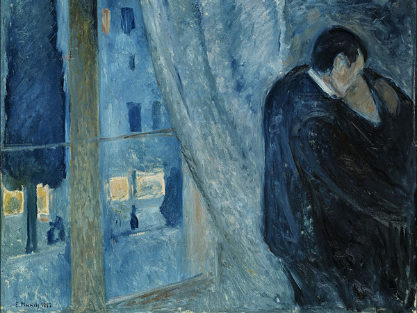 Edvard Munch, Il bacio con la finestra, 1892, Olio su tela, 73 x 92 cm, Oslo, National museet for kunst