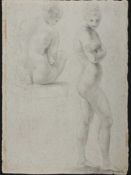 Antonio Canova. Due figure femminili nude, di schiena; l’altra andante di profilo con braccia incrociate al petto