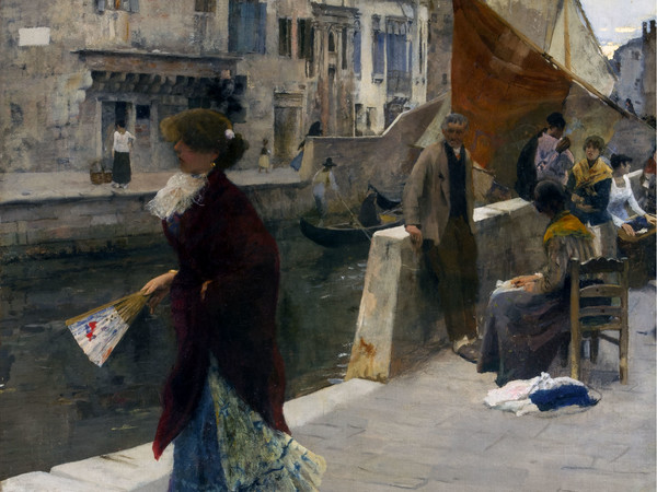 Ettore Tito, La fa la modella, olio su tela, 95 x 67 cm
