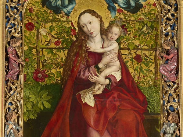 Martin Schongauer, La Vergine nel roseto, 1473, Chiesa domenicana, Colmar | Courtesy © Grand Est Region, Consiglio parrocchiale della Collegiata di San Martino, Colmar Martin Schongauer, La Vergine nel roseto, 1473, Chiesa domenicana, Colmar | Courtesy © Grand Est Region, Consiglio parrocchiale della Collegiata di San Martino, Colmar