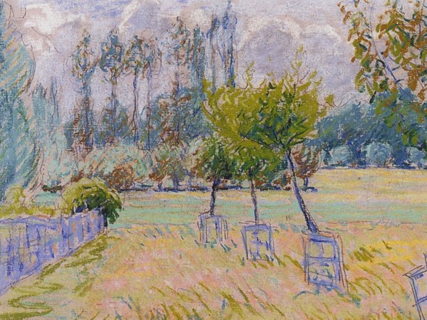 Camille Pissarro, Etudè de pommiers à Eragny, 1892 - 1893, pastello su carta su tela 21 x 29 cm. Fondation Bemberg, Toulouse -France