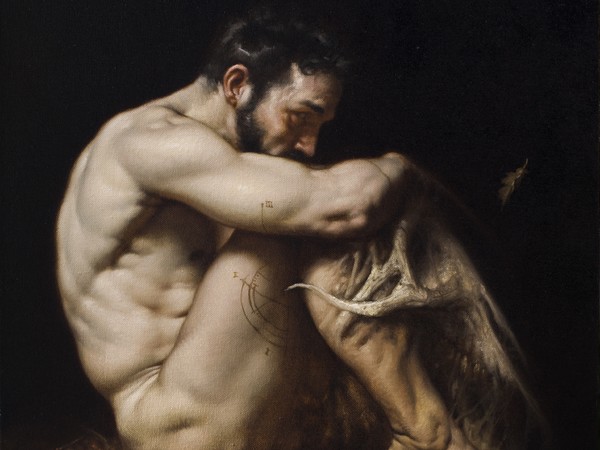 Roberto Ferri, L' ABISSO, 2017, Olio su tela, 50 x 50 cm | Courtesy of Roberto Ferri e Fondazione Stelline