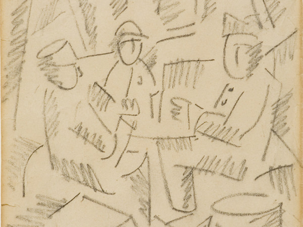 Fernard Leger, Le Joueurs de cartes, 1915. Matita su carta, cm 21,3 x 14,6.