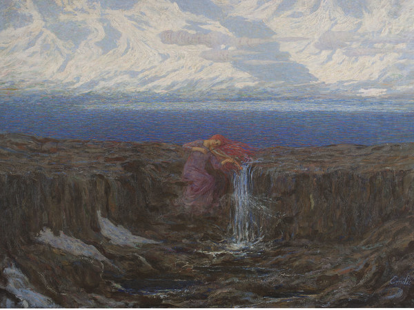 Emilio Longoni, La voce del ruscello. Olio su tela, 100 x 140 cm