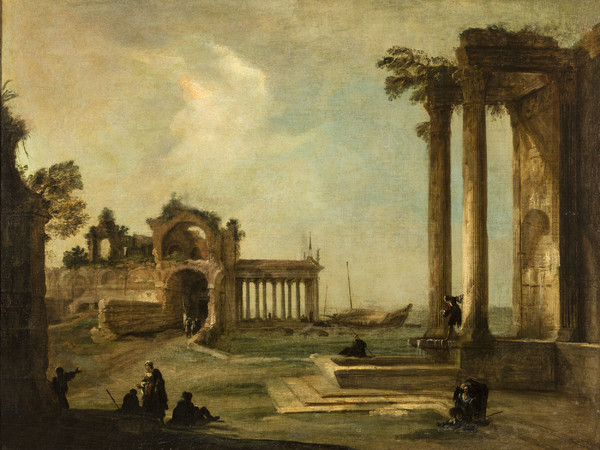 Canaletto, Paesaggio fantastico con rovine e figure , 1722 ca., Olio su tela, 113 x 149 cm | Courtesy of Fondazione Cini, Venezia