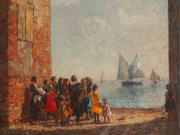 Beppe Ciardi, Il ritorno delle barche da pesca, 1920 circa, Olio su tela, 104 x 124 cm, Milano, Collezione privata | Courtesy of Galleria Bottegantica
