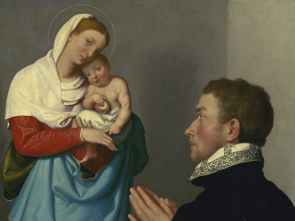 Giovanni Battista Moroni, Gentiluomo in adorazione di fronte alla Madonna col Bambino, 1555 circa, Olio su tela, 65 x 60 cm, National Gallery of Art, Washington, Samuel H. Kress Collection | Fhoto: Courtesy of National Gallery of Art, Washington