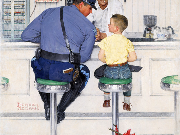 Norman Rockwell, The Runaway (Il fuggiasco), 1958 Olio su tela, 90,5 x 85 cm Cover for The Saturday Evening Post, September 20, 1958