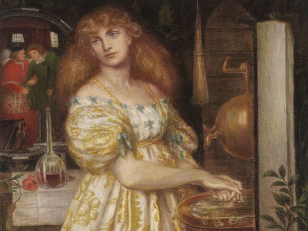 Dante Gabriel Rossetti (1828 - 1882), Lucrezia Borgia, 1860-1861, Grafite e acquerelo su carta, 43.8 x 25.8 cm, Londra, Tate Britain