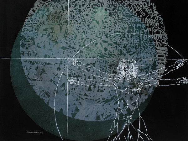 Farhan Siki, Equillibrium, 2014, Acrylic, Spray paint on canvas ,135 x 135 cm | Courtesy of Farhan Siki & Banca Generali Private Banking