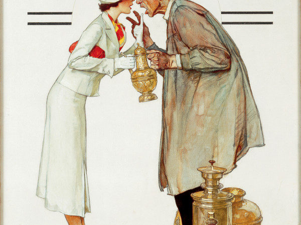 Norman Rockwell, Brass Merchant (Mercante di ottoni), 1934 Olio su tela, 86 x 71 cm Cover illustration for The Saturday Evening Post, May 19, 1934 Collection of The Norman Rockwell Museum at Stockbridge, NRM.1978.2