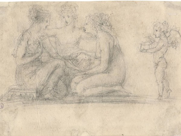 Antonio Canova, Ninfe con Amore, 1795-1800 circa. Matita su carta avorio, 140 x 197 mm. Filigrana: parziale non leggibile. Torino, Biblioteca Reale, inv. 15983 (II)