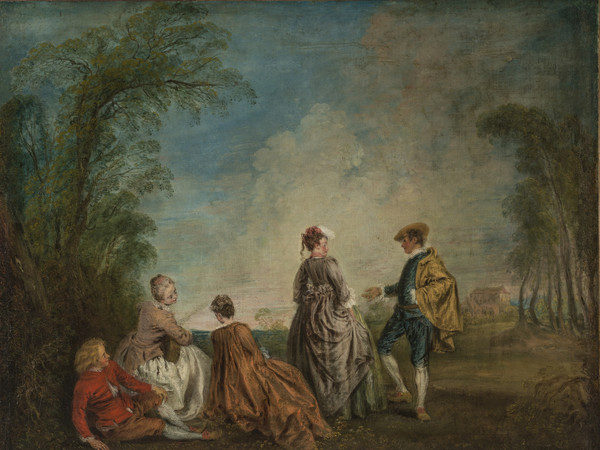 Jean-Antoine Watteau, La proposta imbarazzante, 1715-1716 circa, Olio su tela. 65 х 84,5 cm, San Pietroburgo, Museo Statale Ermitage | 