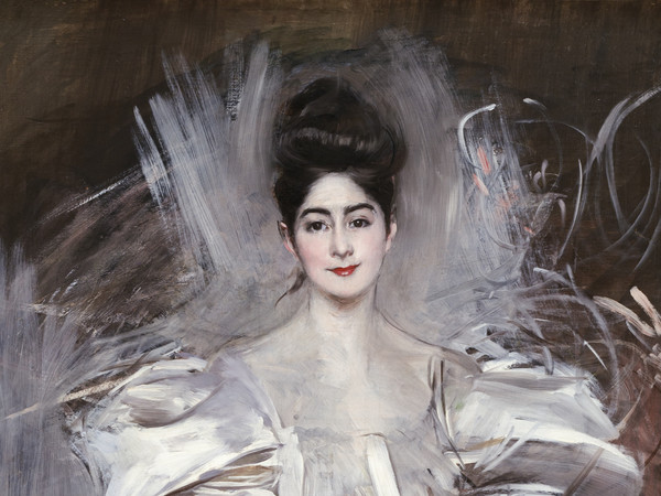 Giovanni Boldini, Fuoco d’artificio, 1892-1895, Olio su tela, 200 × 99.5 cm, Ferrara, Museo Giovanni Boldini |© Ferrara, Gallerie d’Arte Moderna e Contemporanea | Foto: Luca Gavagna – le immagini