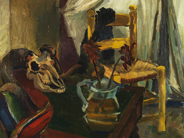 Renato Guttuso, Sedia, bucranio e tavolo verde, 1938, Olio su tela, 62 x 65 cm, Mart, Museo di Arte Moderna e Contemporanea di Trento e Rovereto, Collezione VAF-Stiftung, MART 709 | © Archivio Fotografico Mart 